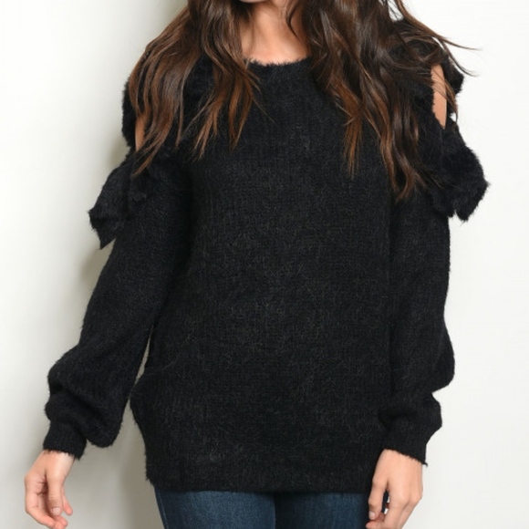 PLUSH & OH SO SOFT COLD SHOULDER SWEATER - Picture 1 of 5